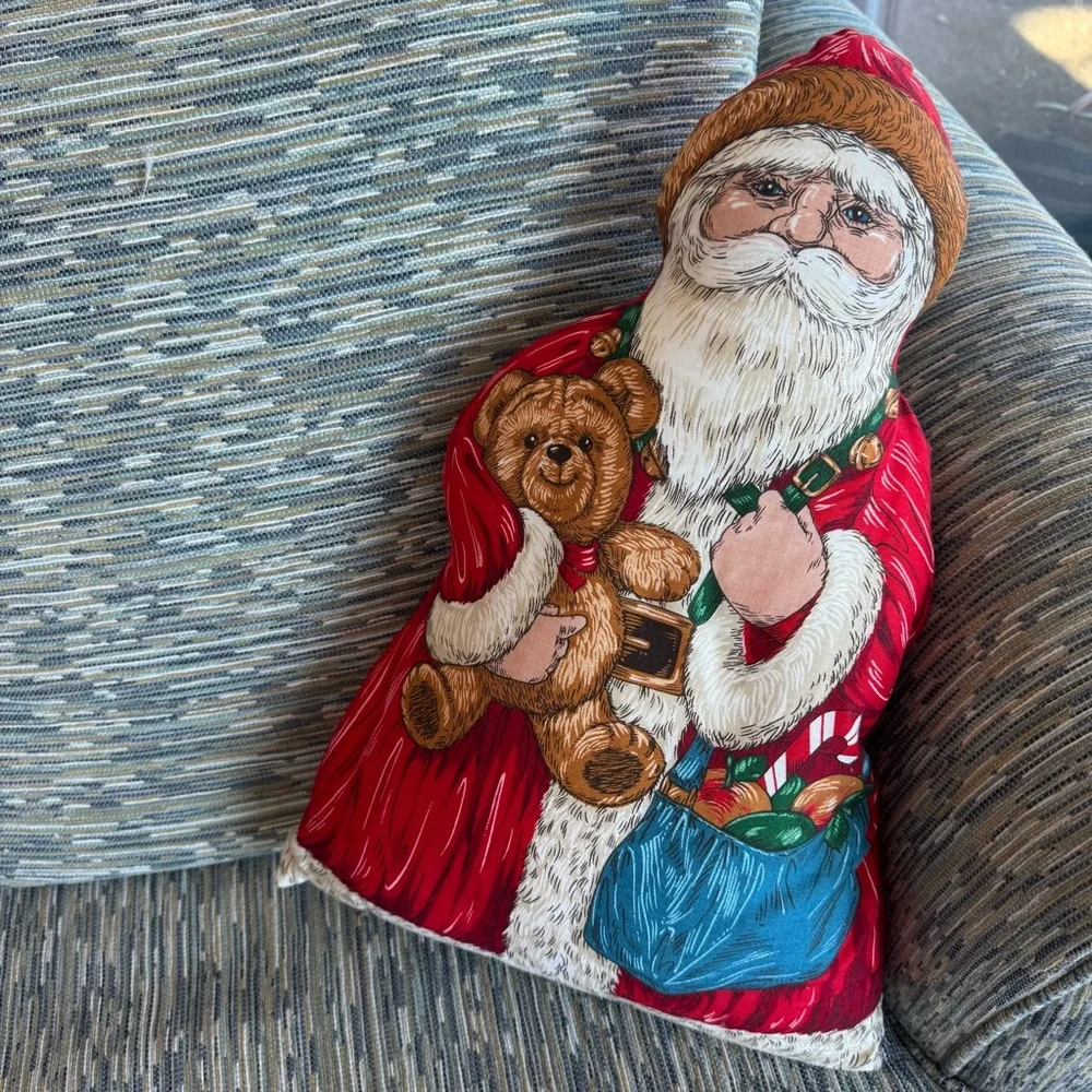 Vintage Stuffed Fabric Santa Father Christmas St Nicholas Old Fashioned pillow